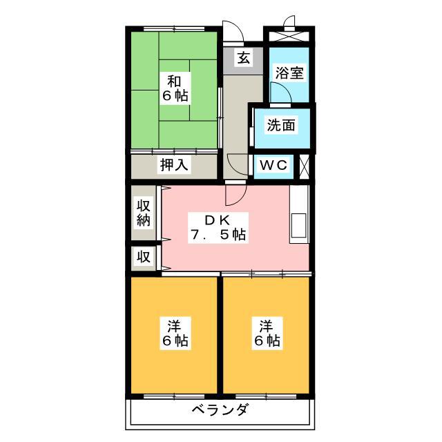 佐久間ハイツ(3DK/2階)の間取り写真