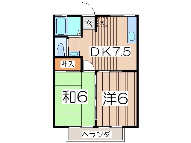 ニューファミリー(2DK/2階)の間取り写真
