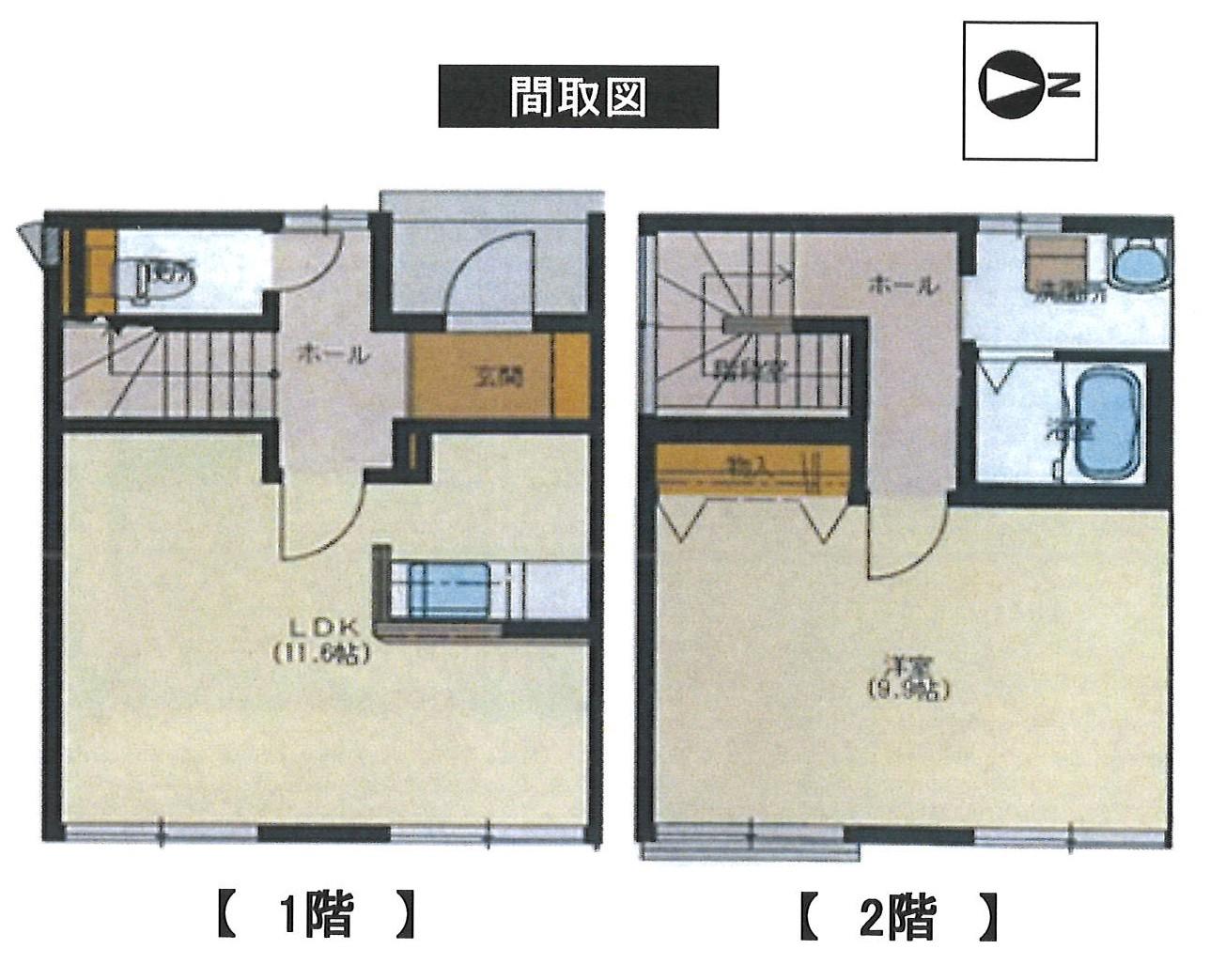 タウンハイツ(1SDK/2階)の間取り写真