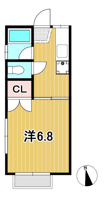 リバプールカルテットA(1K/1階)の間取り写真