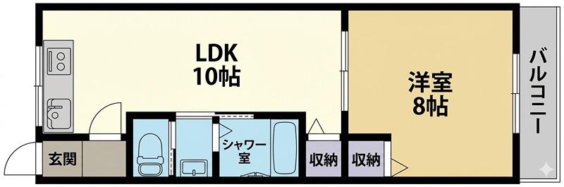 レオハイム長尾Ⅲ(1LDK/2階)の間取り写真