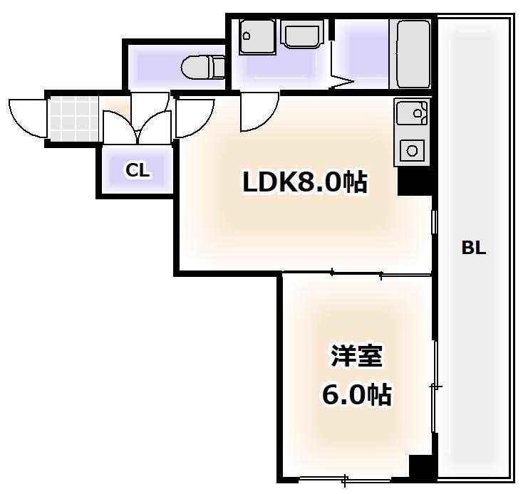 シティコート山坂(1LDK/7階)の間取り写真
