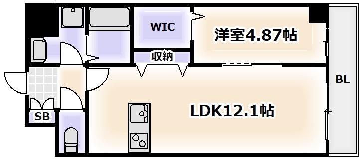 パーフェクトライフ真法院(1LDK/6階)の間取り写真