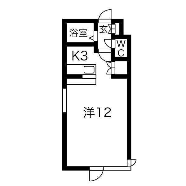 アルファ・アパル北11条II(1K/3階)の間取り写真