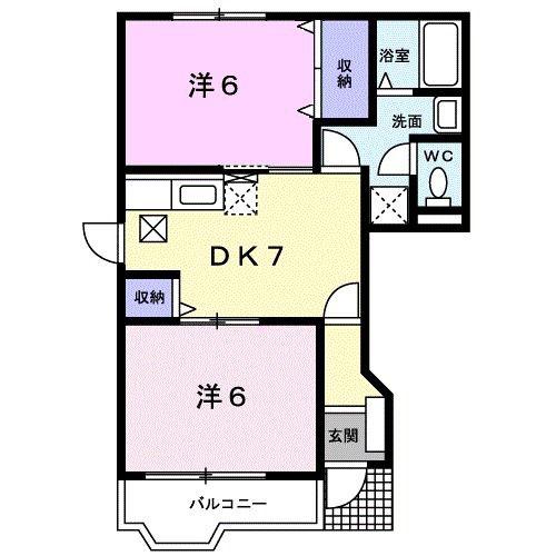 レークサイドA(2DK/1階)の間取り写真