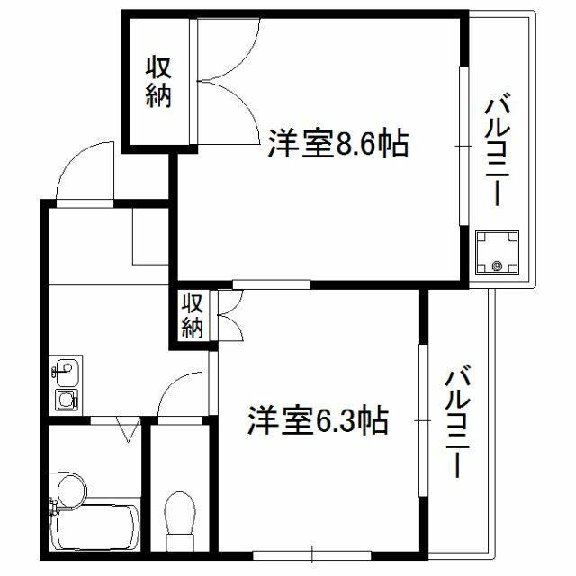 フジマツ第5ビル(2K/1階)の間取り写真