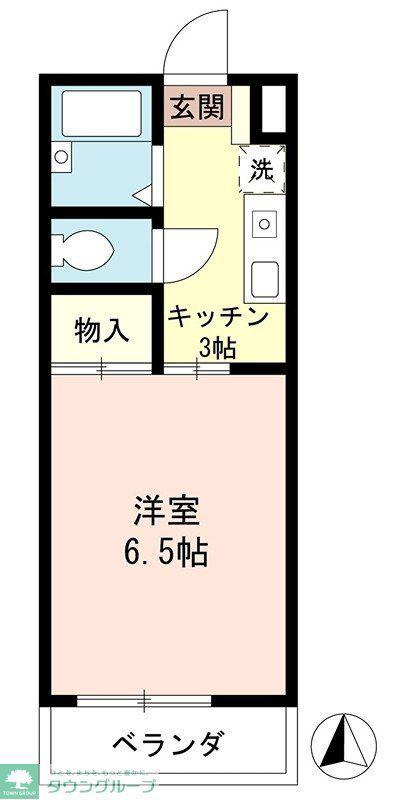 スクエア川口(1K/1階)の間取り写真