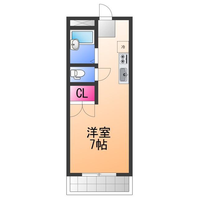 シャトレマウントリバー(ワンルーム/2階)の間取り写真