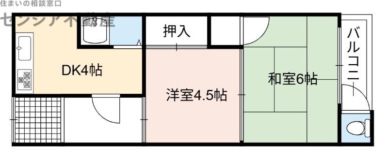 川口ハイツ(2K/1階)の間取り写真