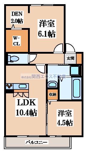 グランドゥール畷(2SLDK/1階)の間取り写真