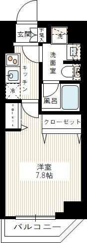 REALIZE蒲田II(1K/4階)の間取り写真