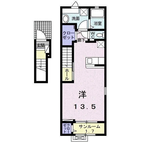 エスポワール2024(ワンルーム/2階)の間取り写真
