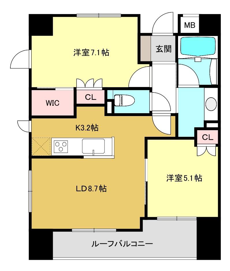 BRILLIA綱島IDステーションフロント(2LDK/6階)の間取り写真