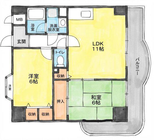 フローリッシュ北田(2LDK/2階)の間取り写真
