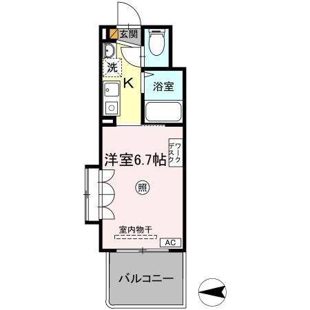 東武野田線 運河駅 3階建 築29年 パティオ坂巻(1K/2階)の間取り写真