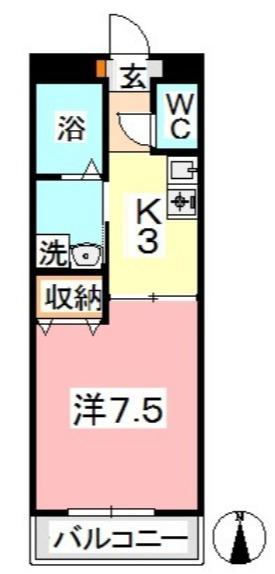 エクセーヌメゾン(1K/4階)の間取り写真