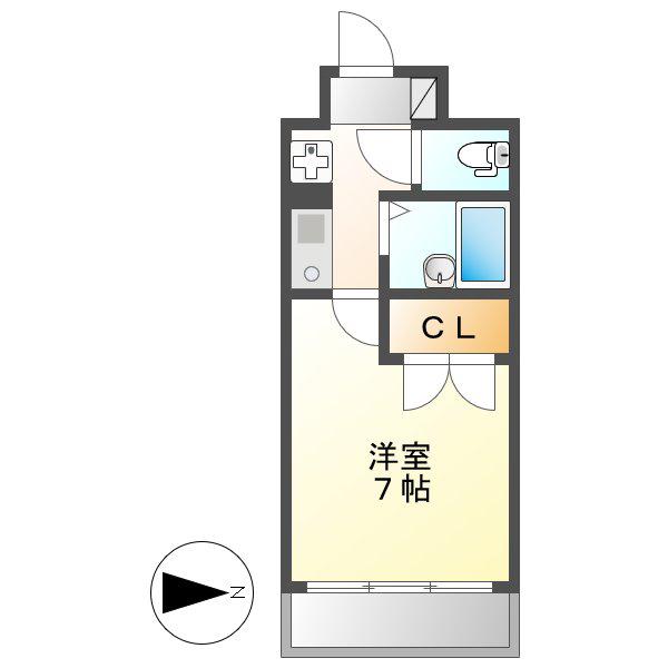 セントラルハイツ筒井(1K/4階)の間取り写真