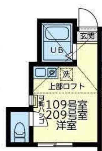 カーザ ビアンカ(ワンルーム/2階)の間取り写真