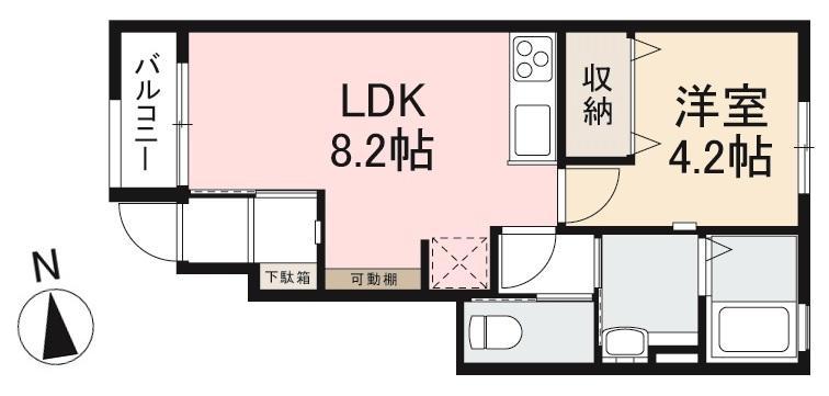 HYOーDORU松福町(1LDK/1階)の間取り写真