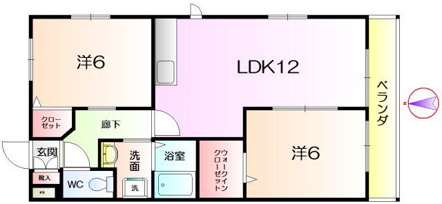 メゾンドコーデュ(2LDK/2階)の間取り写真