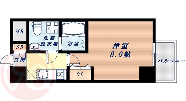 ザパーククロス阿波座(1K/6階)の間取り写真