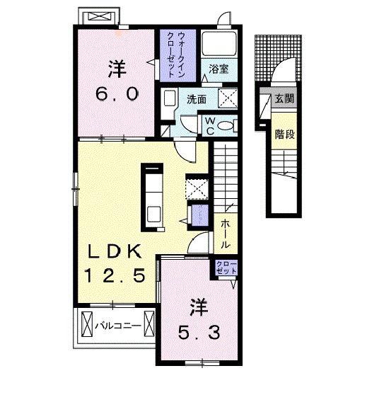 マーべラスA(2LDK/2階)の間取り写真