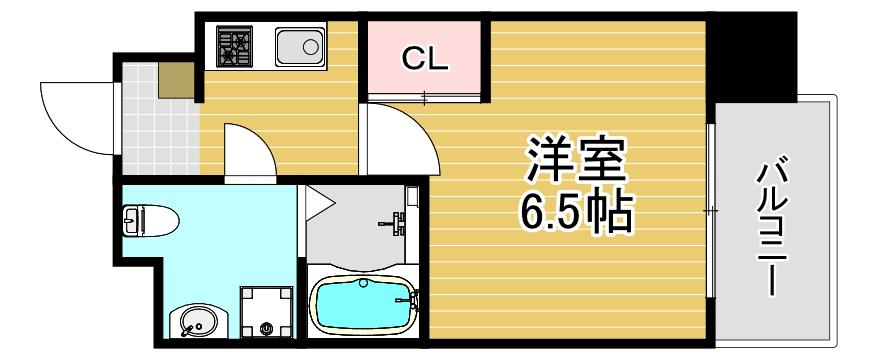 レジュールアッシュ塚本(1K/8階)の間取り写真