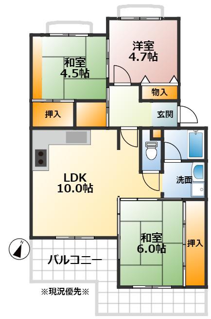 シティハイツ竹の台(3LDK/4階)の間取り写真
