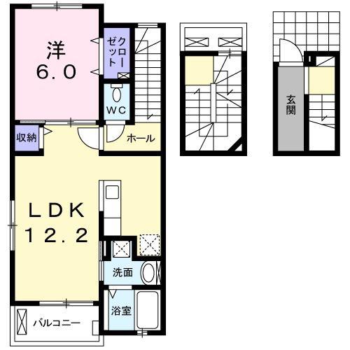アルカンシェル八王子(1LDK/3階)の間取り写真