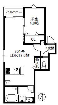 RINX 姪浜(1LDK/3階)の間取り写真