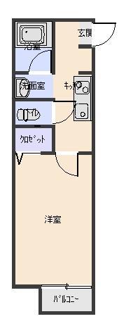 クレストール餅ヶ浜(1K/1階)の間取り写真
