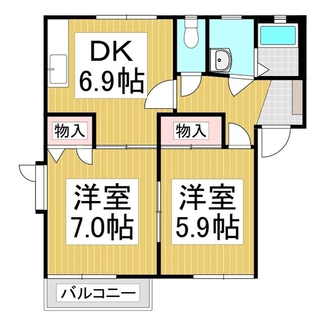 ディアスヤマーニ(2DK/1階)の間取り写真