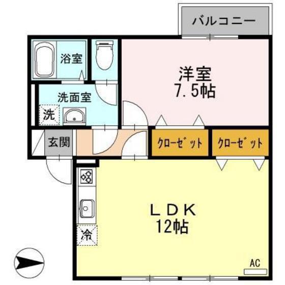 コーポコスモス(1LDK/2階)の間取り写真