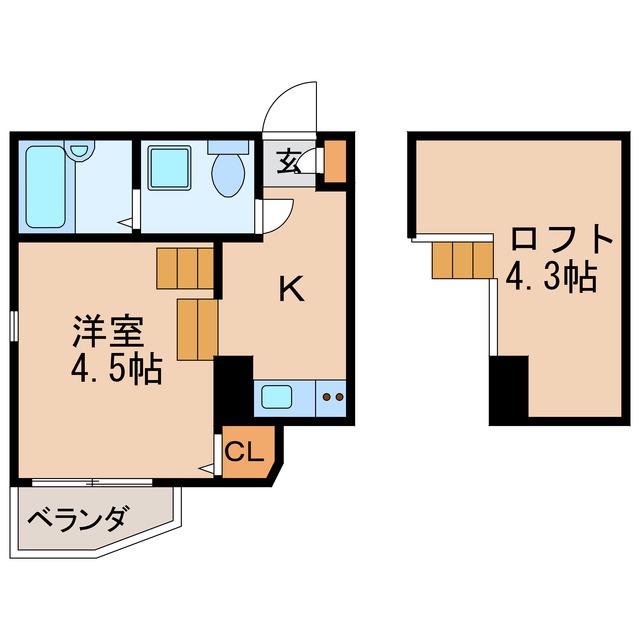 スカイヒル新栄(1K/2階)の間取り写真