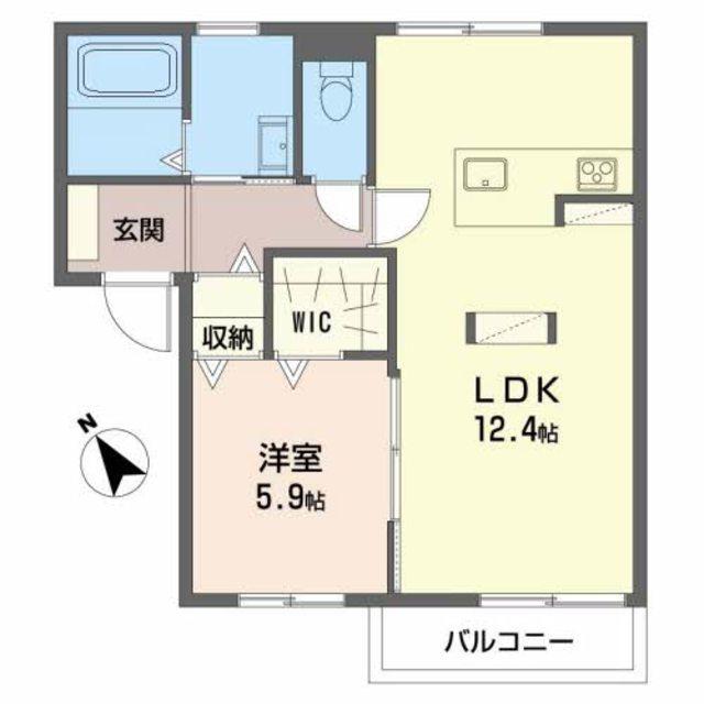 フレグランス はる(1LDK/2階)の間取り写真