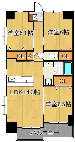 TGボナール浅川台A棟(3LDK/2階)の間取り写真