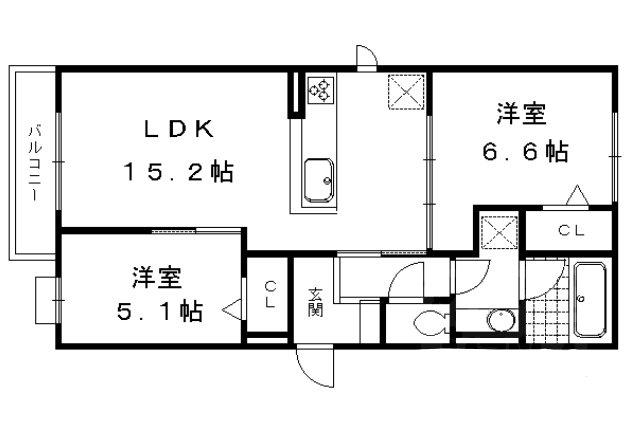 ブランシュ(2LDK/3階)の間取り写真