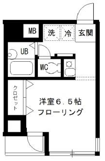 ガーデンコート(ワンルーム/6階)の間取り写真