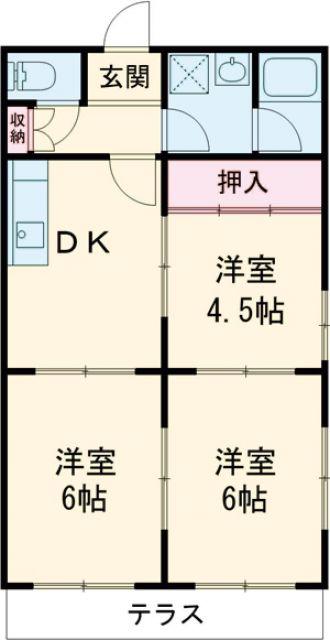 サンルーミー(3DK/1階)の間取り写真