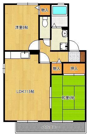 ベルメゾン333(2LDK/2階)の間取り写真