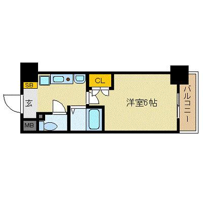 エスリード難波駅前(1K/2階)の間取り写真