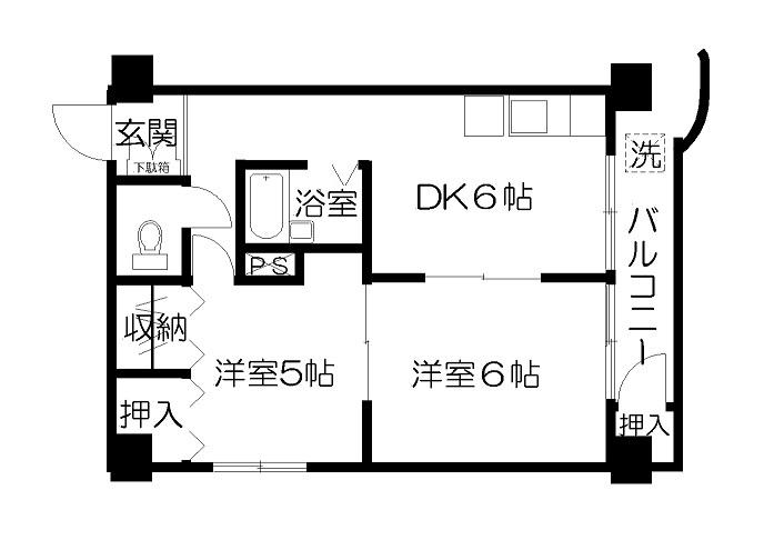 三興グリーンハイツ(2DK/7階)の間取り写真