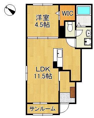 フィールズイーストA(1LDK/1階)の間取り写真