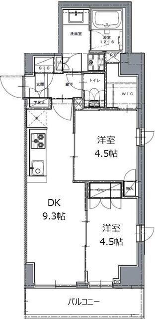 レジディア白金高輪2(2DK/5階)の間取り写真