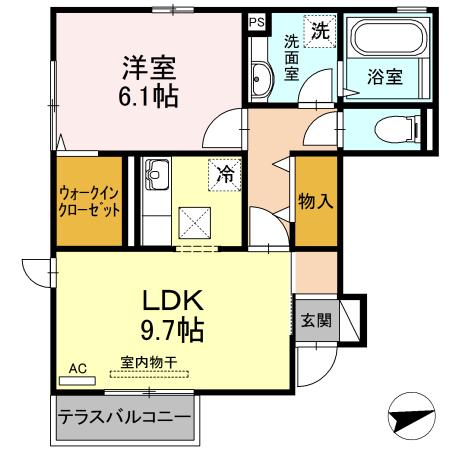 アローム A(1LDK/1階)の間取り写真