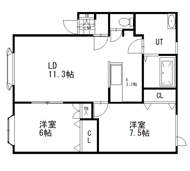 CASA LA.VISTA(2LDK/1階)の間取り写真