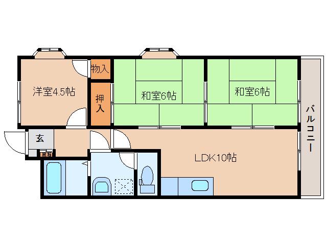 アーバンハイム郡山(3LDK/3階)の間取り写真