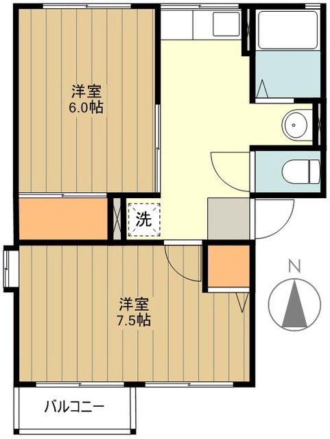 シティハイムいずみII(2DK/1階)の間取り写真
