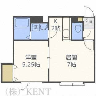 ラピスラズリ(1LDK/2階)の間取り写真