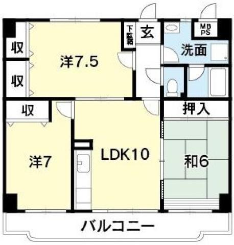 サンライズアベニュー(3LDK/4階)の間取り写真